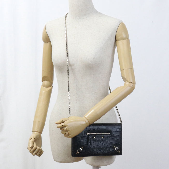 BALENCIAGA 444168 Chain wallet leather black Women