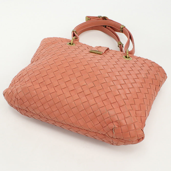 BOTTEGA VENETA BO82080 Tote Bag INTRECCIATO leather pink Women Used Authentic