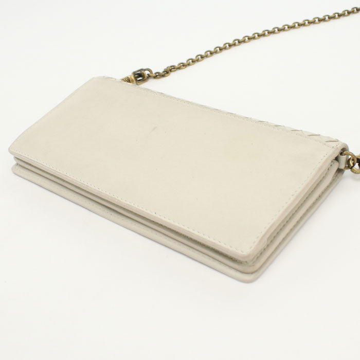 BOTTEGA VENETA 586906 INTRECCIATO Chain wallet leather white Women