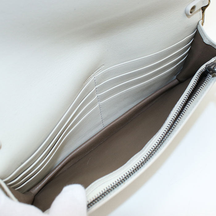 BOTTEGA VENETA 586906 INTRECCIATO Chain wallet leather white Women