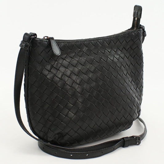 BOTTEGA VENETA BO88140 Shoulder Bag INTRECCIATO leather Black Women Used Authentic