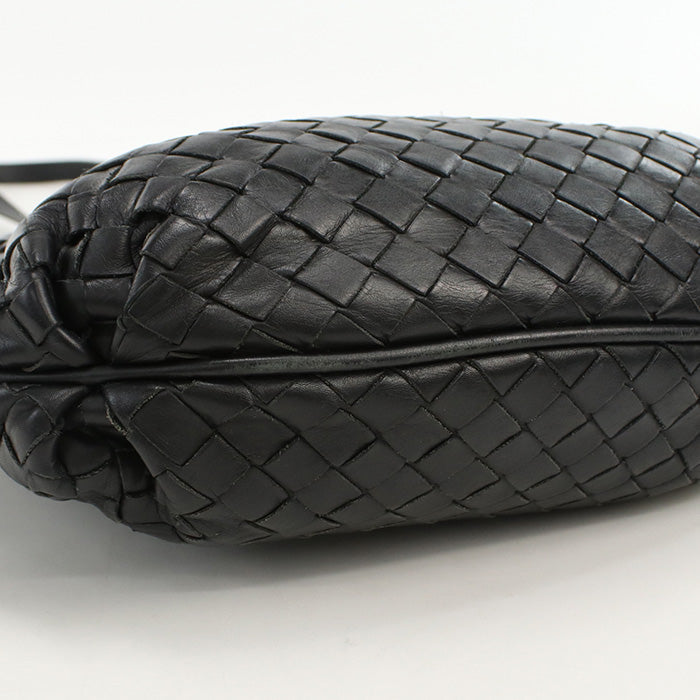 BOTTEGA VENETA BO88140 Shoulder Bag INTRECCIATO leather Black Women Used Authentic