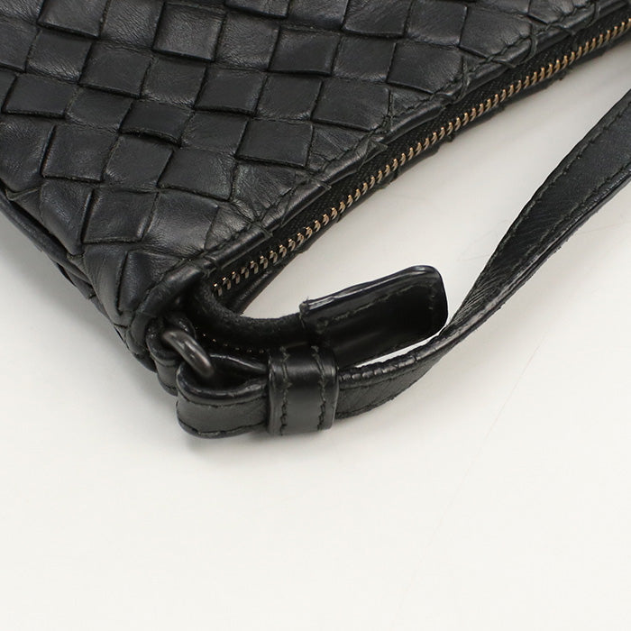 BOTTEGA VENETA BO88140 Shoulder Bag INTRECCIATO leather Black Women Used Authentic