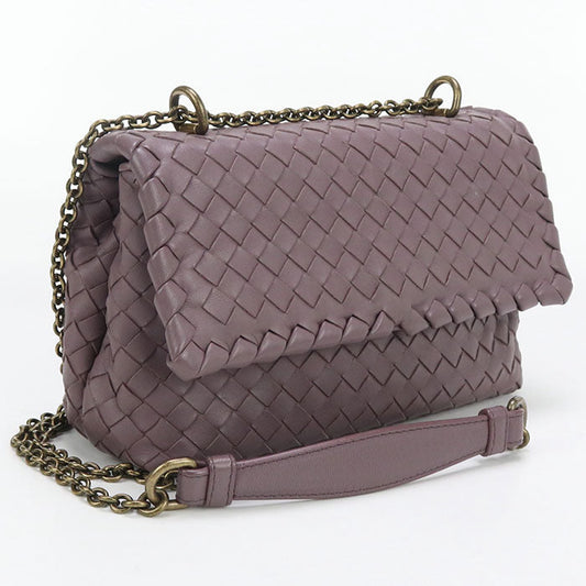 BOTTEGA VENETA 386498 Shoulder Bag INTRECCIATO OLYMPIA ChainShoulder Bag leather purple Women Used Authentic