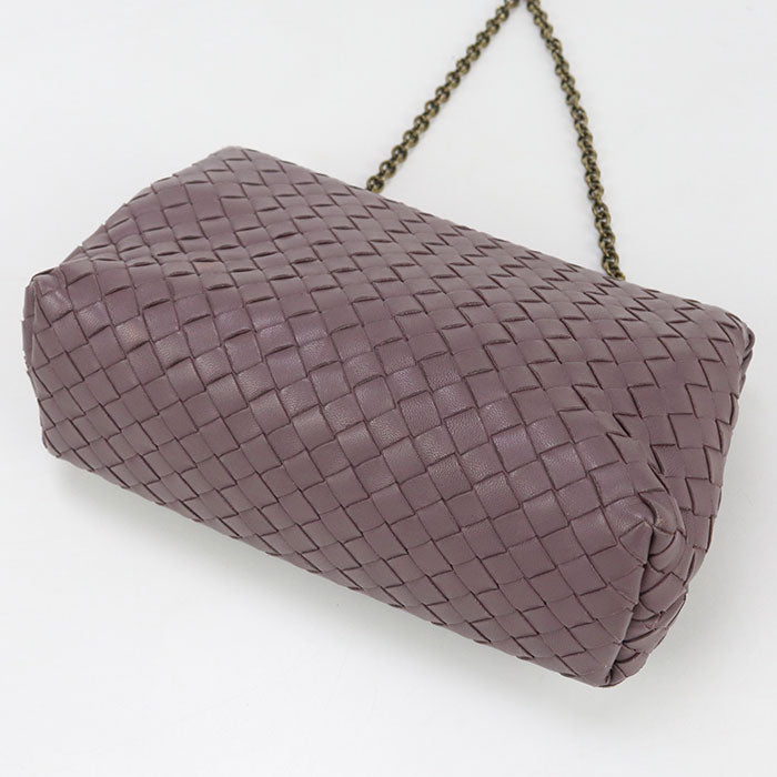 BOTTEGA VENETA 386498 Shoulder Bag INTRECCIATO OLYMPIA ChainShoulder Bag leather purple Women Used Authentic
