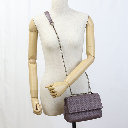BOTTEGA VENETA 386498 Shoulder Bag INTRECCIATO OLYMPIA ChainShoulder Bag leather purple Women Used Authentic