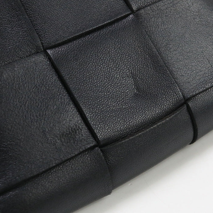 BOTTEGA VENETA BO93003 Bifold Wallet Zipper INTRECCIATO leather black Women Used Authentic