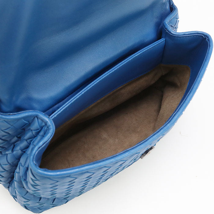 BOTTEGA VENETA Chain INTRECCIATO leather/ChainShoulder Bag blue Women