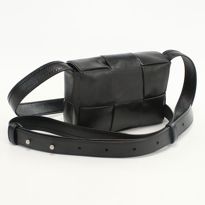 BOTTEGA VENETA candy cassette Diagonal shoulder bag lambskin black Women