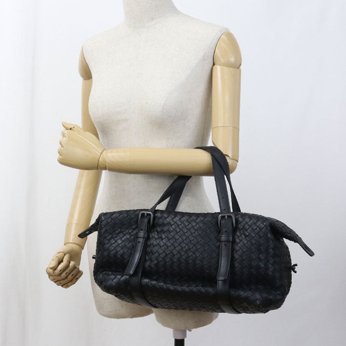 BOTTEGA VENETA INTRECCIATO Mini Boston leather black Women