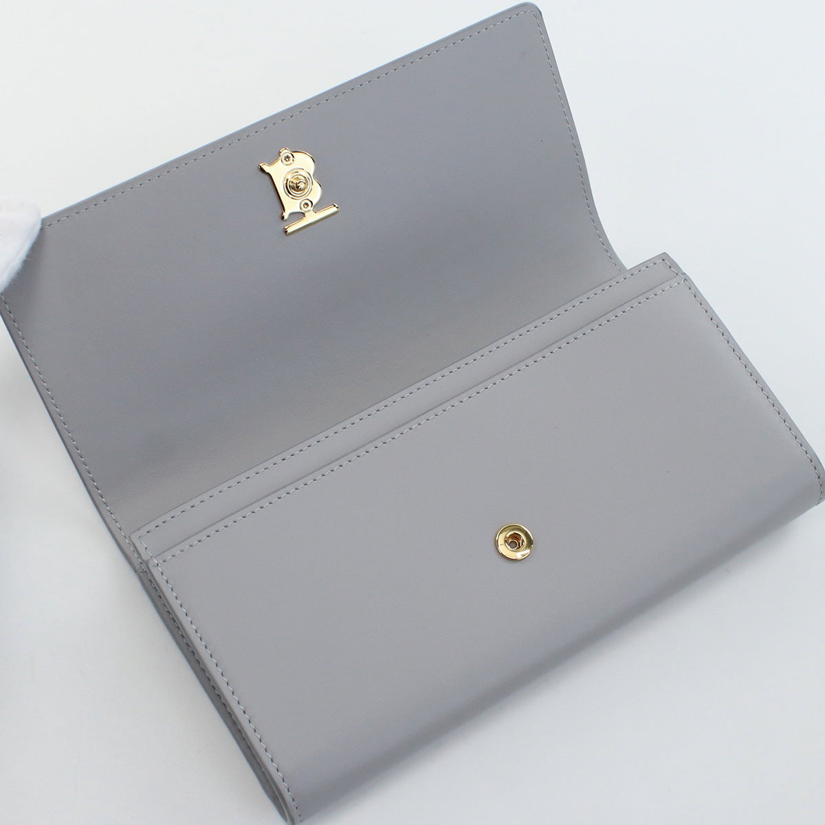 BURBERRY TB Continental Wallet Purse folio leather long wallet Color: gray Women