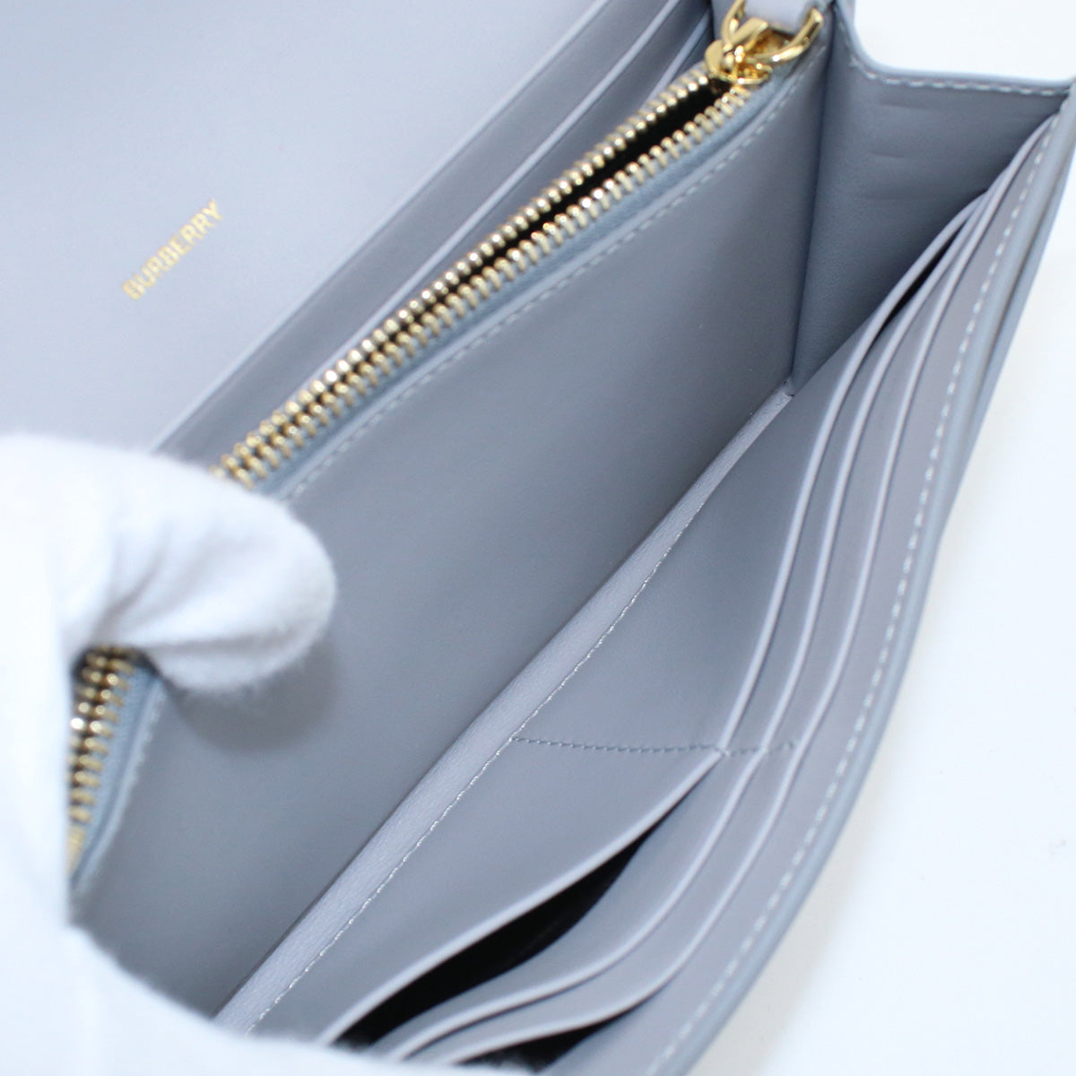 BURBERRY TB Continental Wallet Purse folio leather long wallet Color: gray Women