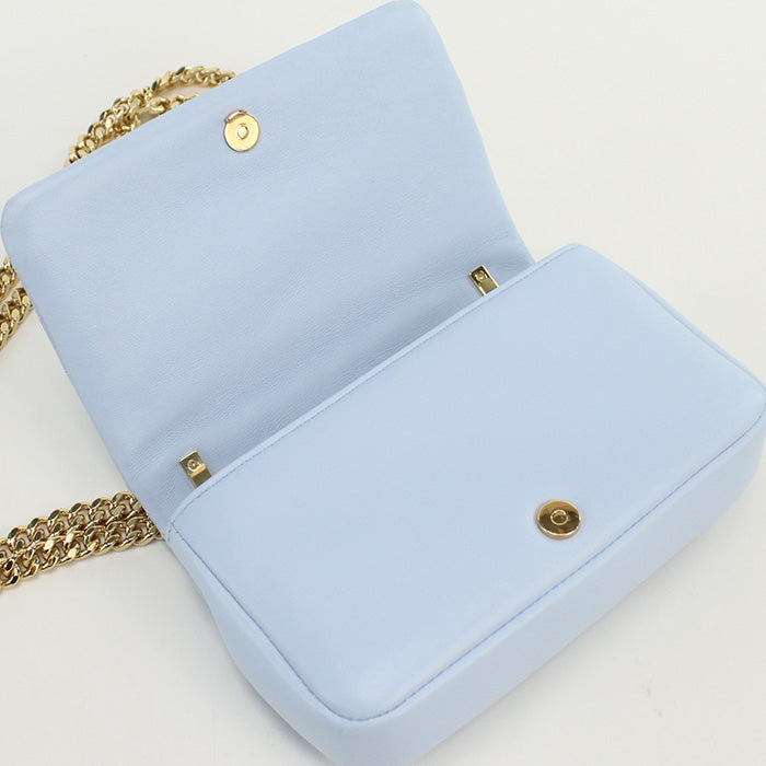 BURBERRY 8066181 Mini Roller Bag Diagonal shoulder bag leather Light blue Women