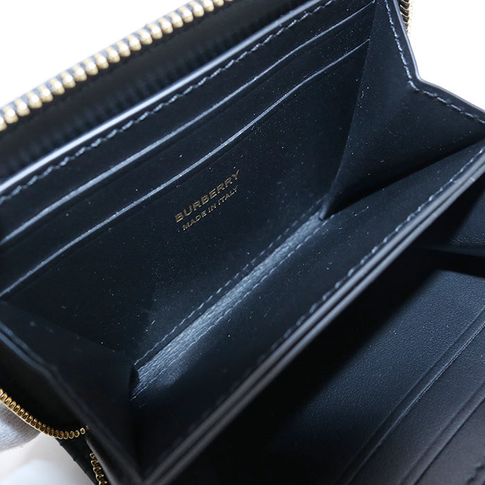 BURBERRY 8049292 Coin case roller Quilted Zip Wallet leather/metal black Women