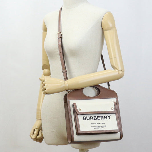 BURBERRY 8039361 Handbag mini pocket bag Shoulder bag canvas/leather beige Brown Women