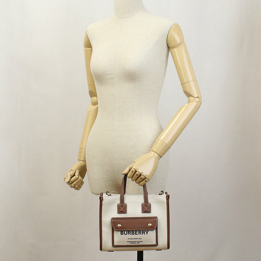 BURBERRY 8044143 Mini Freya Medium Tote Bag Handbag Cotton canvas/leather Women