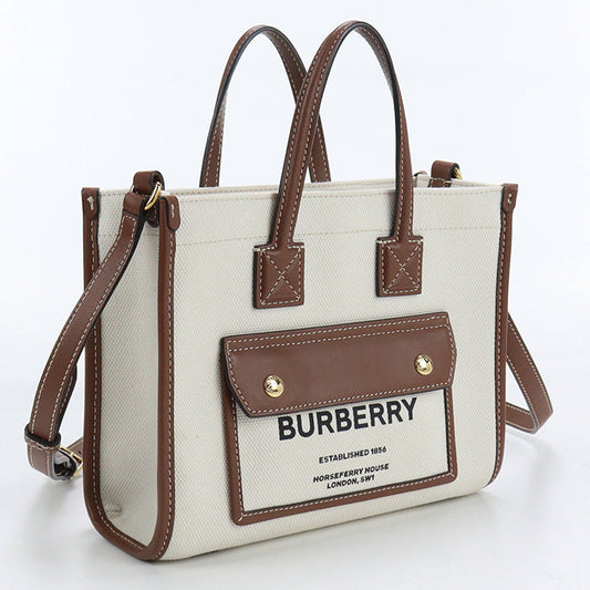 BURBERRY 8044143 Mini Freya Medium Tote Bag Handbag Cotton canvas/leather Women