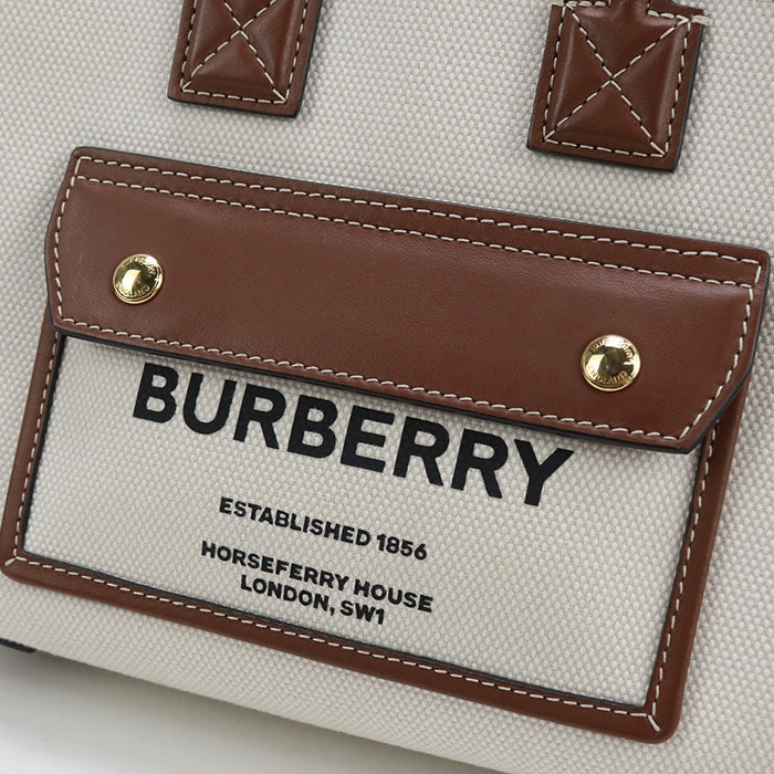 BURBERRY 8044143 Mini Freya Medium Tote Bag Handbag Cotton canvas/leather Women
