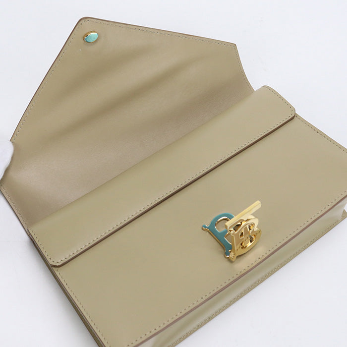 BURBERRY Clutch bag TB logo Second bag leather beige Women
