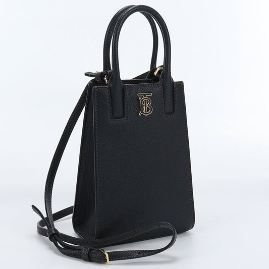 BURBERRY 8052305 Tote Bag Micro Francis TB logo 2WAY Tote Bag leather black Women