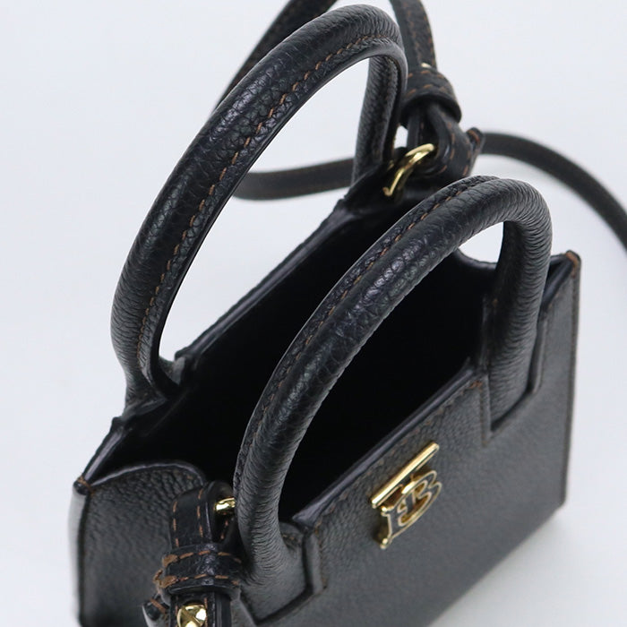 BURBERRY 8052305 Tote Bag Micro Francis TB logo 2WAY Tote Bag leather black Women