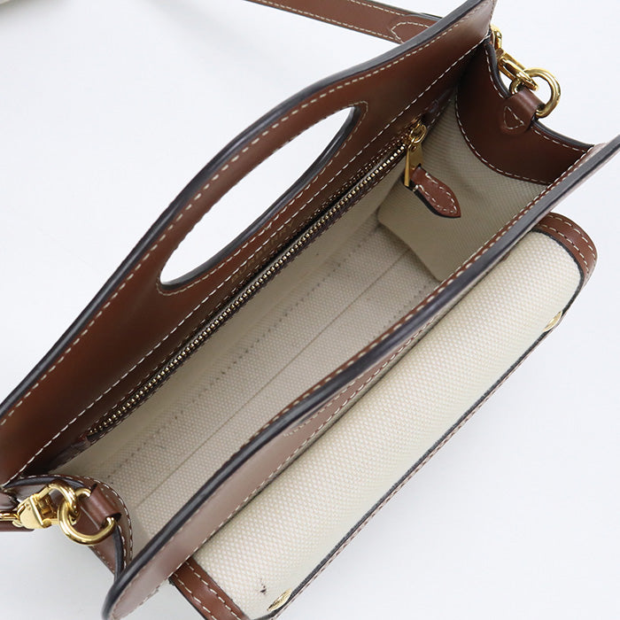 BURBERRY 8028062 Handbag Mini pocket bag 2WAY Handbag canvas,leather beige Women Used Authentic