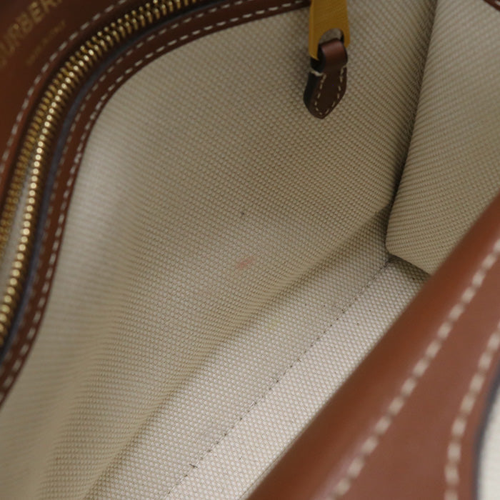BURBERRY 8028062 Handbag Mini pocket bag 2WAY Handbag canvas,leather beige Women Used Authentic