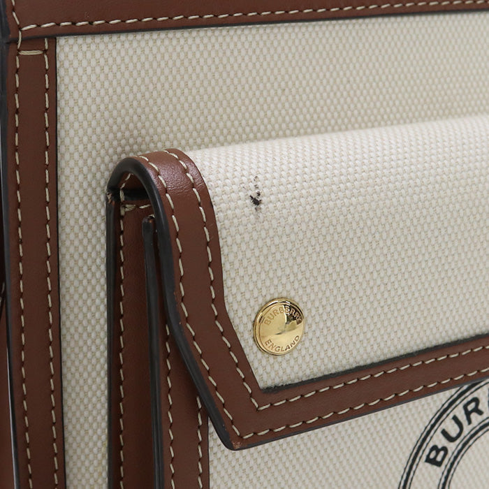 BURBERRY 8028062 Handbag Mini pocket bag 2WAY Handbag canvas,leather beige Women Used Authentic
