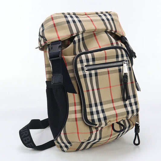 BURBERRY 8014430 body bag Vintage check body bag cotton/Nylon beige mens Used Authentic