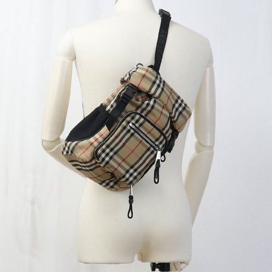 BURBERRY 8014430 body bag Vintage check body bag cotton/Nylon beige mens Used Authentic