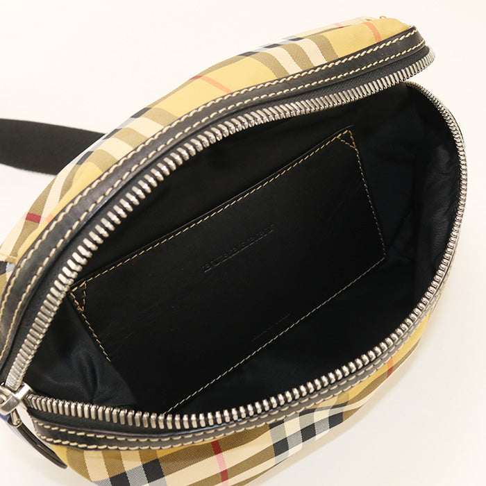 BURBERRY 800521 Belt bag Vintage check body bag Nylon beige mens(unisex) Used Authentic