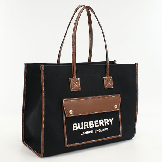 BURBERRY 8055747 medium frayed Tote Bag canvas Black Women(Unisex) Used Authentic