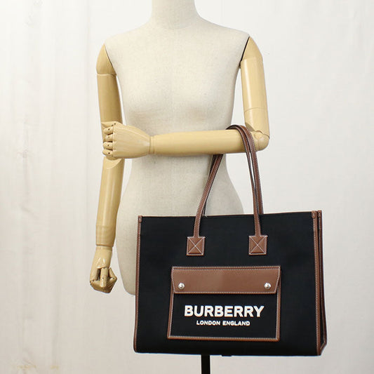 BURBERRY 8055747 medium frayed Tote Bag canvas Black Women(Unisex) Used Authentic