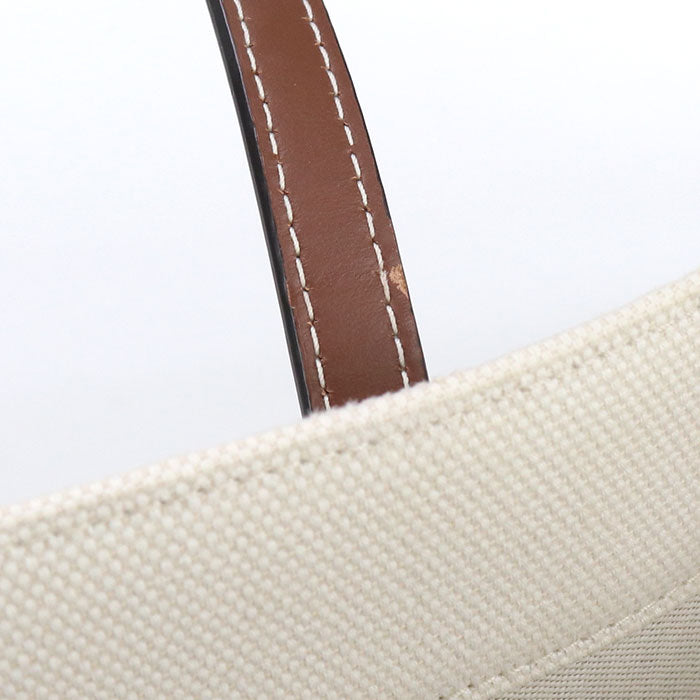 BURBERRY 8044129 medium frayed tote Tote Bag cotton, leather White Women Used Authentic