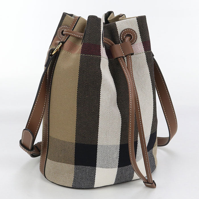 BURBERRY bucket Nova Check Diagonal shoulder bag canvas brown Women