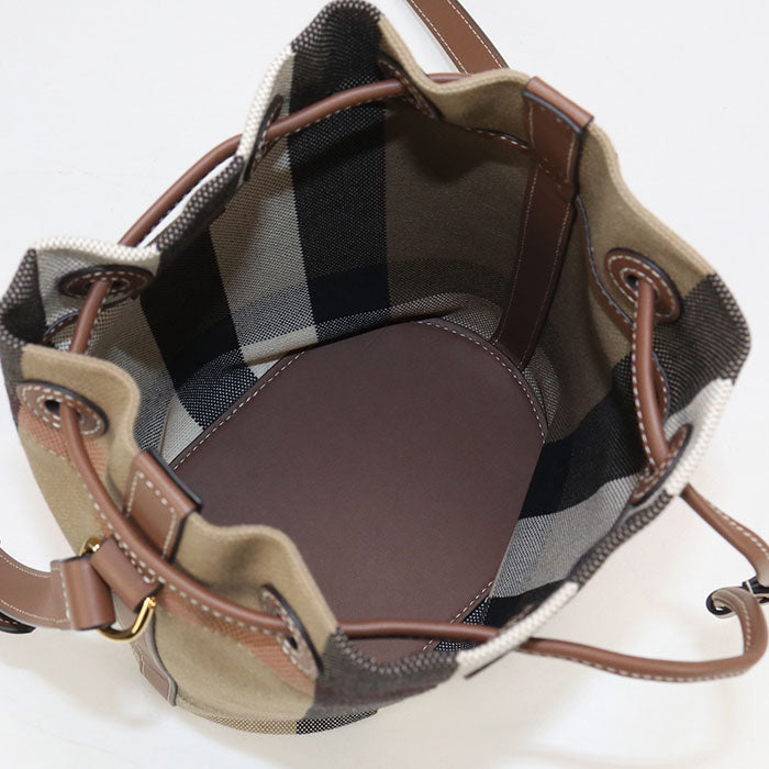 BURBERRY bucket Nova Check Diagonal shoulder bag canvas brown Women