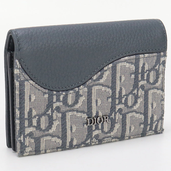 Dior 2ADCH166YKS Business card holder saddle name Jacquard/leather gray mens