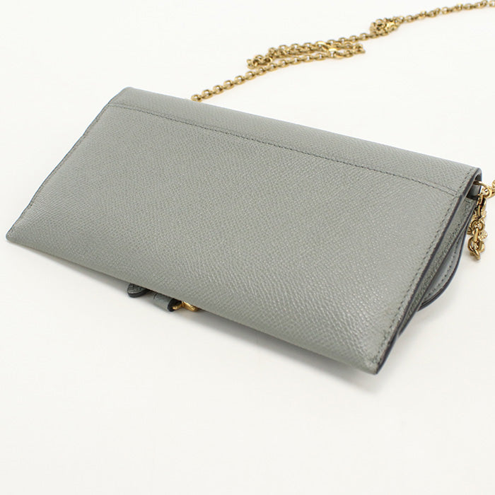Dior CD88255 saddle Chain wallet leather gray Women