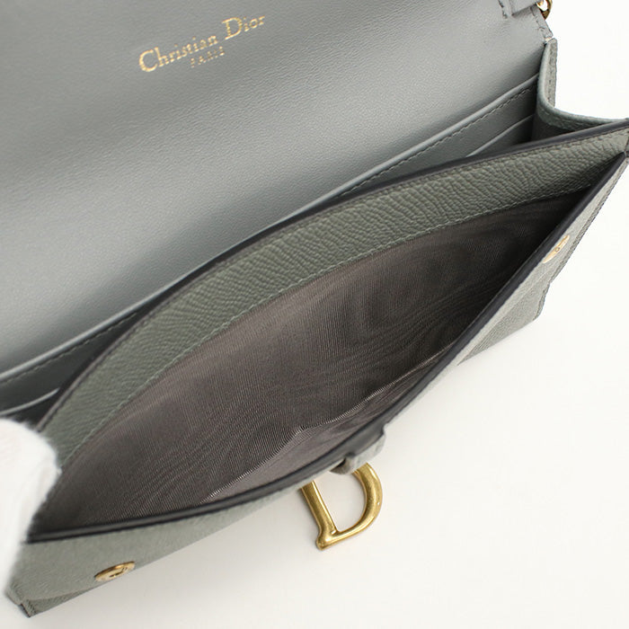 Dior CD88255 saddle Chain wallet leather gray Women