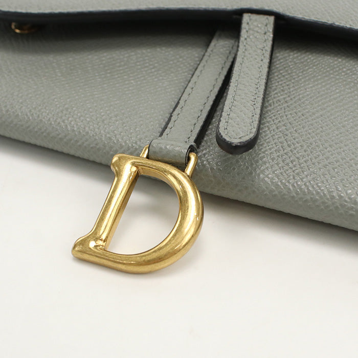 Dior CD88255 saddle Chain wallet leather gray Women