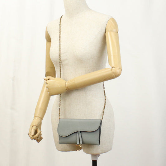 Dior CD88255 saddle Chain wallet leather gray Women