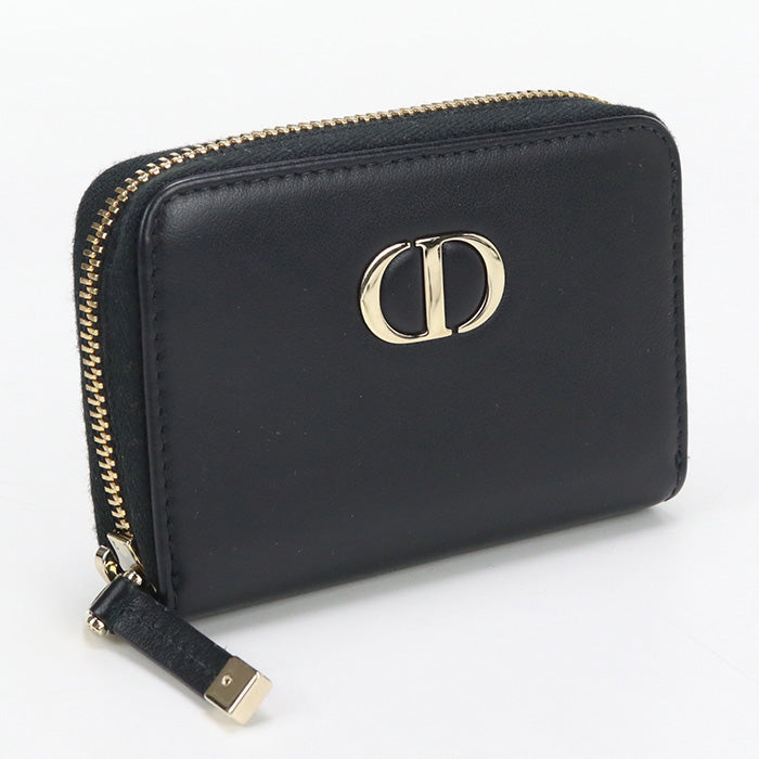 Dior CD89475 Zip card holder Coin Pocket Calfskin Black Women
