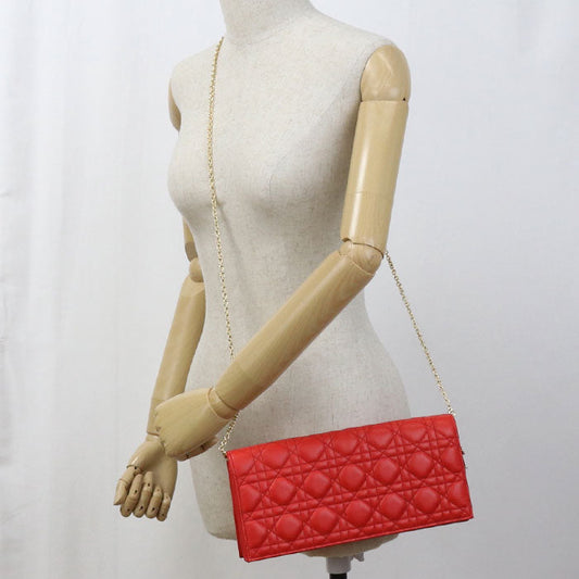 Dior Chain Lady Dior Diagonal shoulder bag Shoulder Bag leather red Women