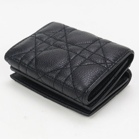 Dior CD93714 Tri-fold wallet Dior Caro Three fold wallet leather black Women