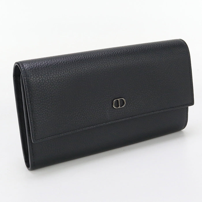 Dior CD94948 Long wallet CD Icon with double fold coin purse Calfskin black mens