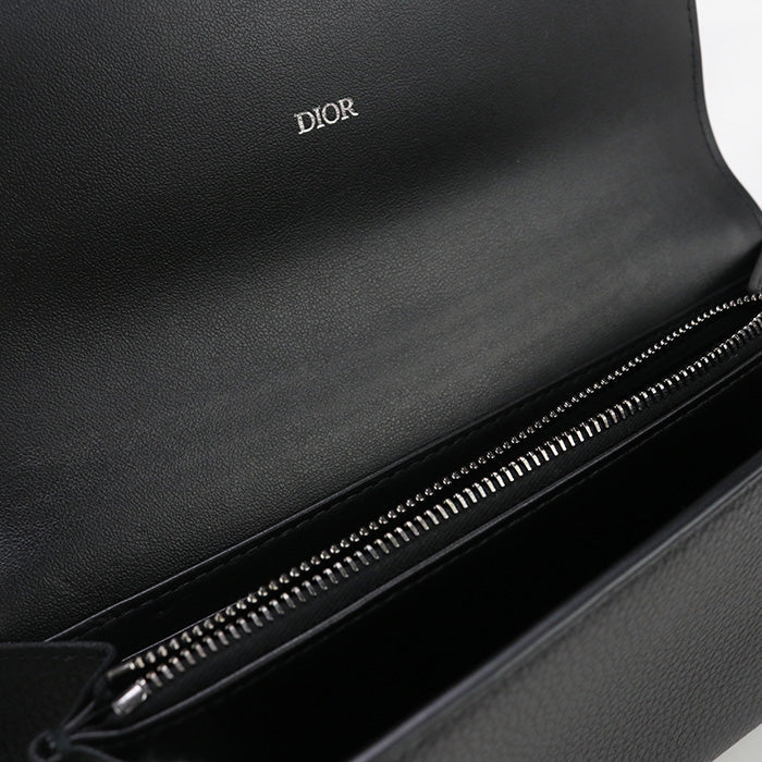Dior CD94948 Long wallet CD Icon with double fold coin purse Calfskin black mens
