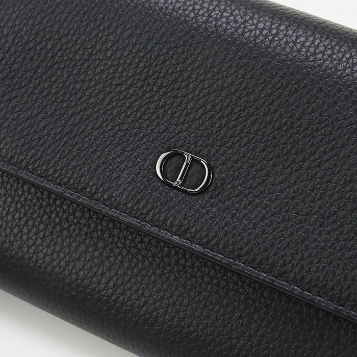 Dior CD94948 Long wallet CD Icon with double fold coin purse Calfskin black mens