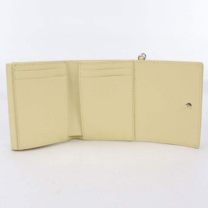 Dior CD95095 Lotus wallet Lady Dior Three fold wallet lambskin yellow Women