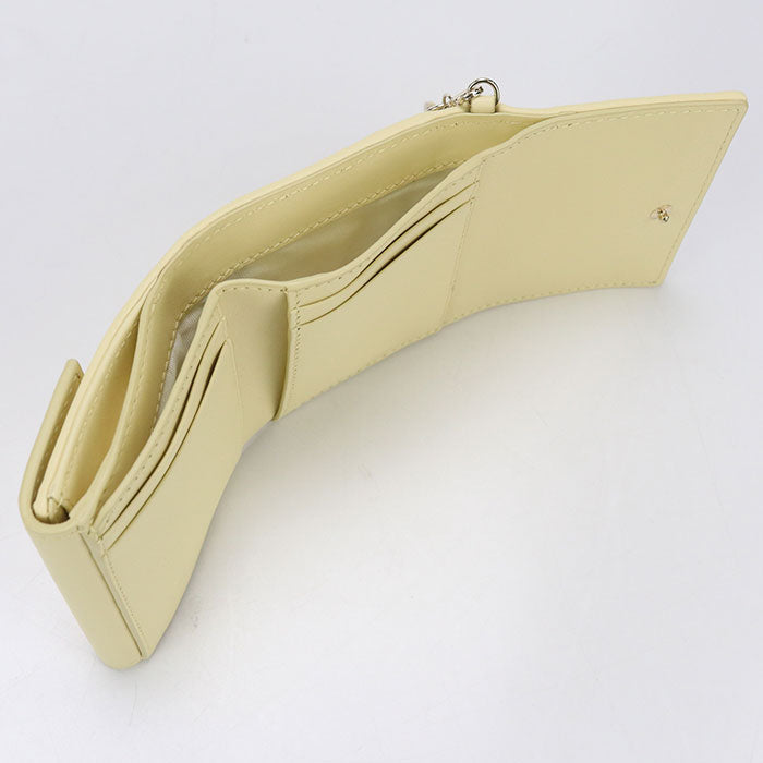 Dior CD95095 Lotus wallet Lady Dior Three fold wallet lambskin yellow Women