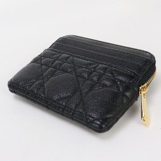 Dior S5177 UWHC M900 Lavender Wallet Dior Caro Coin Pocket Calfskin black Women